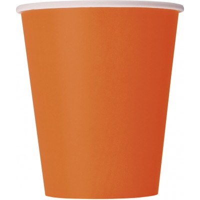 Set di 14 Bicchieri arancioni in cartoncino, da 266 ml, per feste