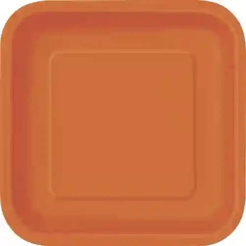 Set da 16 Piatti quadrati arancioni di plastica, per feste di compleanno o aperitivi