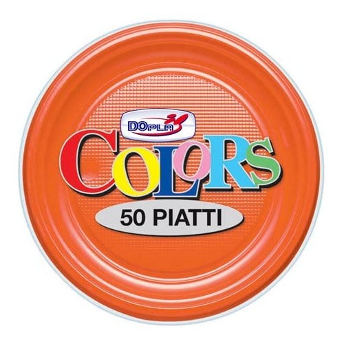 Set da 50 piatti dessert arancioni di plastica, monouso, per dolci e frutta