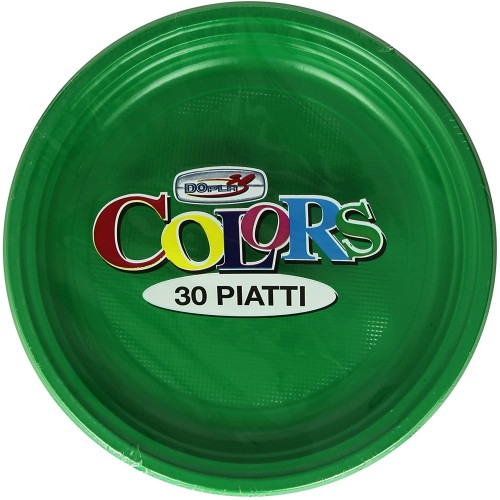 Set da 30 piatti di plastica - Colors, per feste a tema