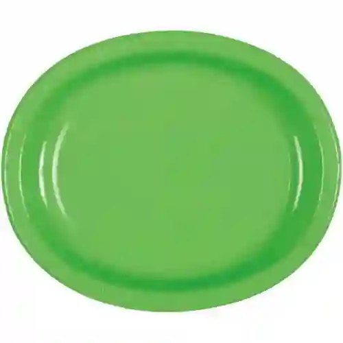Set da 8 Piatti ovali verde lime, per buffet e aperitivi, di plastica