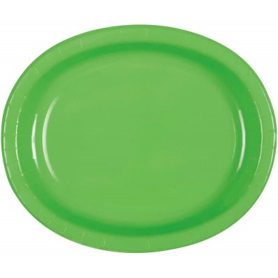 Set da 8 Piatti ovali verde lime, per buffet e aperitivi, di plastica