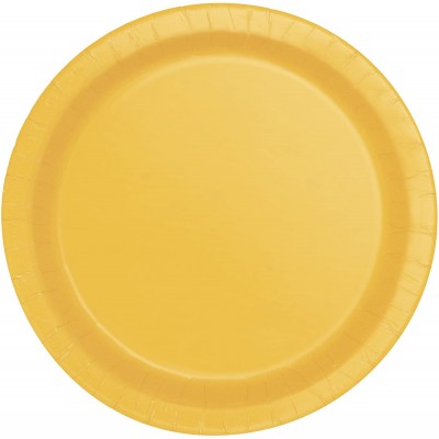 Set da 20 piatti in cartoncino gialli, da 18 cm, piattini dessert