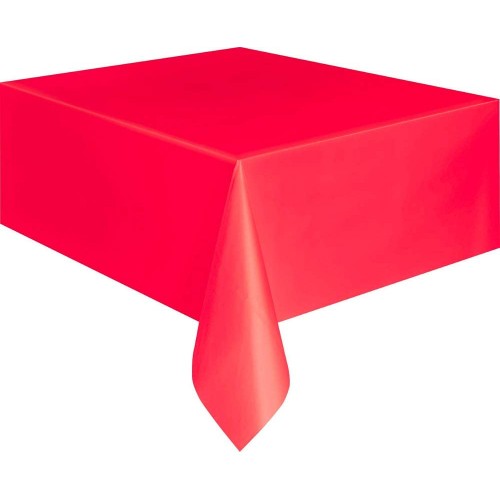 Tovaglia rossa di plastica, tinta unita, da 274 x 137 cm, per feste