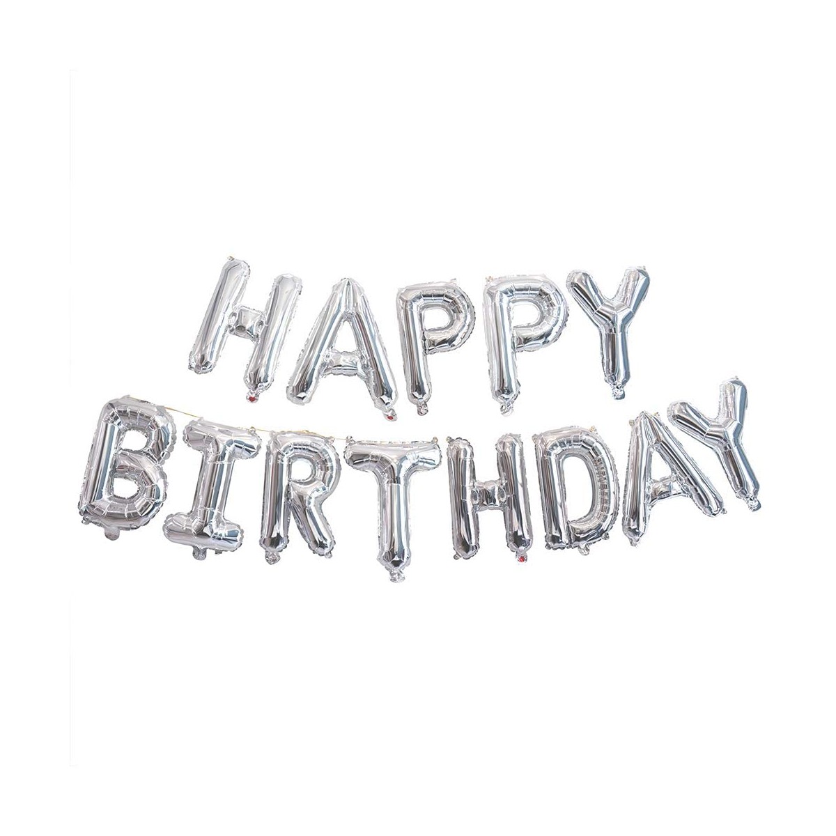 Set palloncini argento scritta Happy Birthday, 8 palloncini, per feste
