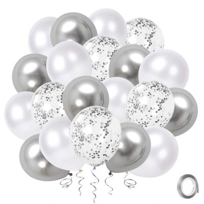 Set da 50 palloncini argento in lattice, composizione per feste Chic