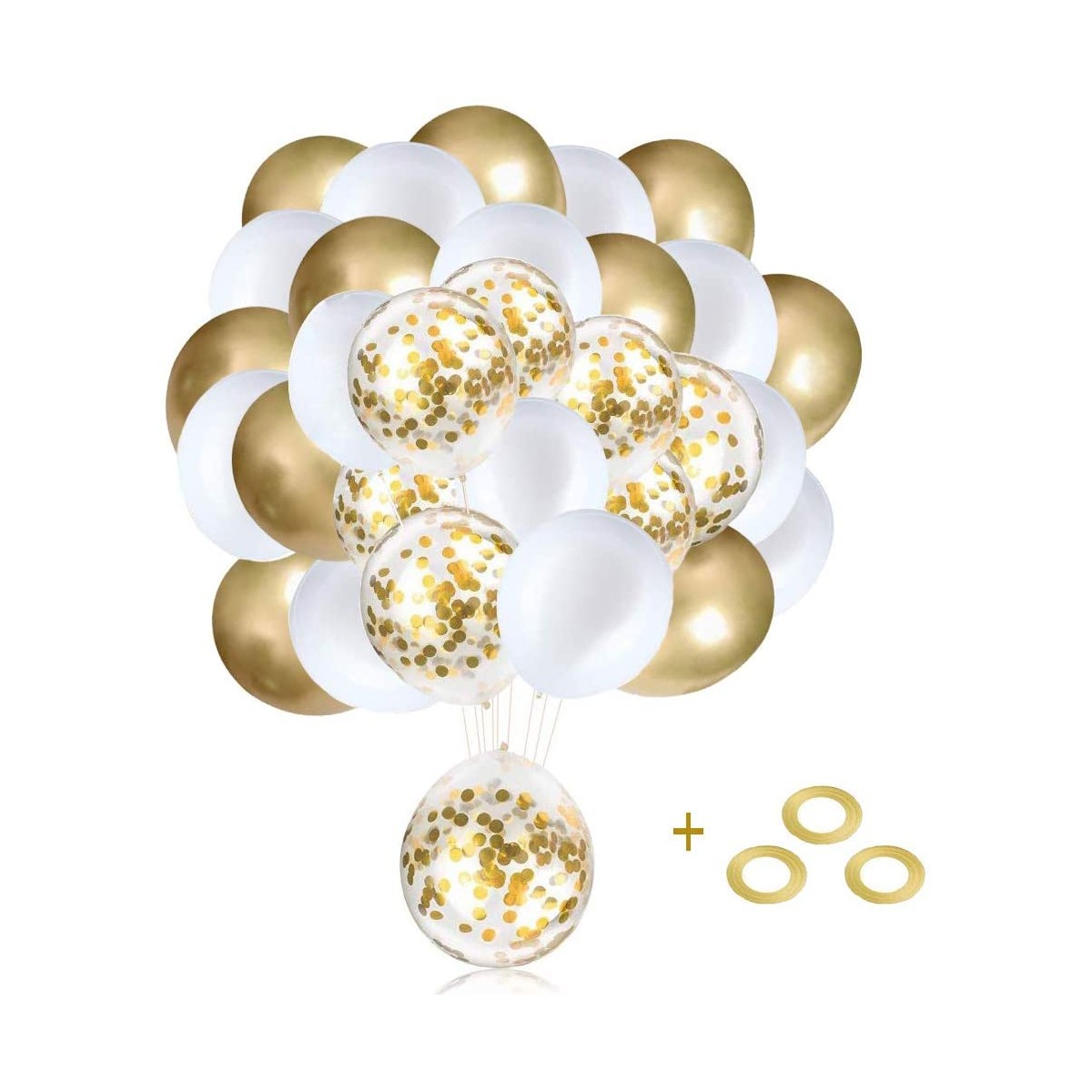 Set da 60 palloncini oro in lattice, composizione per feste