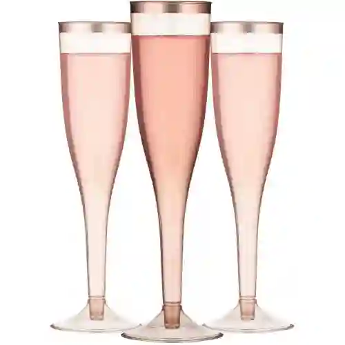 Set 30 Flute da Champagne in plastica, rosa Gold, per feste