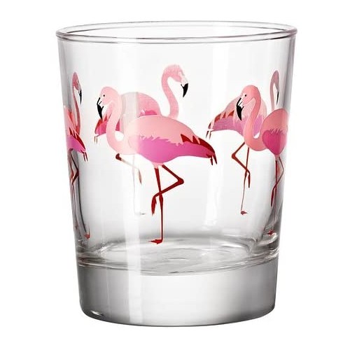 Bicchiere in vetro tema fenicotteri, 23 cl, Ikea