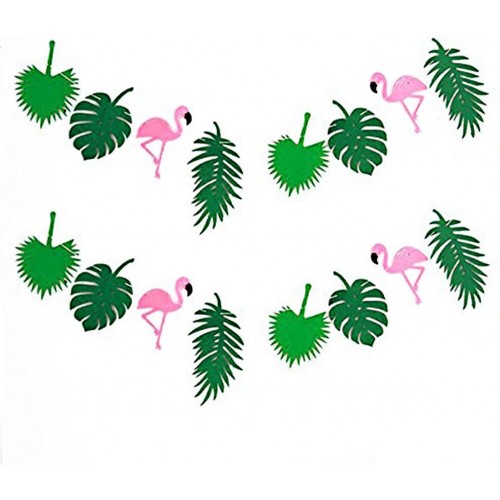 Ghirlanda con palme e fenicotteri, per feste Hawaiane
