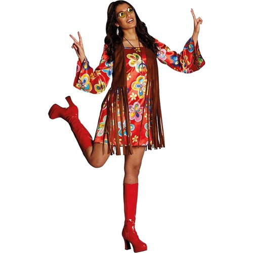 Costume da hippie Nancy, anni 70, per feste o Carnevale, per adulti