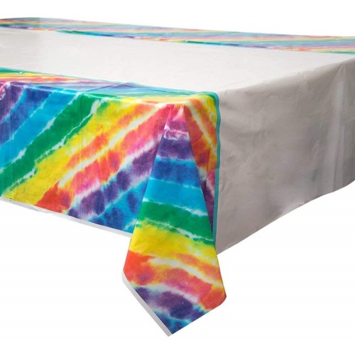 Tovaglia di plastica, tema arcobaleno - Hippie, da 2,13 x 1,37 m, per feste