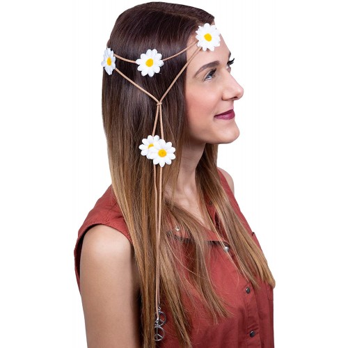 Fascia capelli con fiori bianchi stile Hippie - Flower Power Hippie
