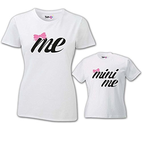 Coppia di T-Shirt Magliette Mamma E Figlio/Figlia Idea Regalo Festa della Mamma Mini Me T-Shirt Bianche Mamma e Femminuccia D