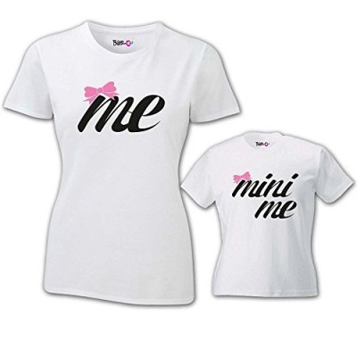 Coppia di T-Shirt Magliette Mamma E Figlio/Figlia Idea Regalo Festa della Mamma Mini Me T-Shirt Bianche Mamma e Femminuccia D