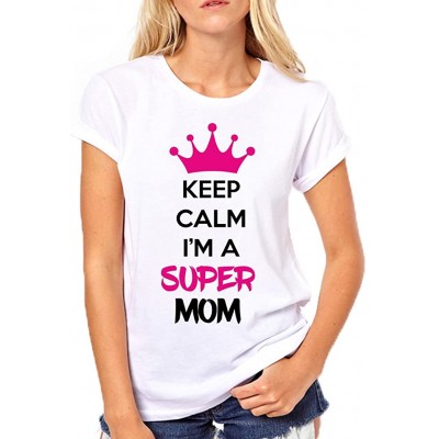 T-Shirt - Keep Calm Im a Super Mom, per festa della mamma