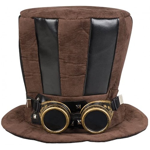 Cappello cilindro Steampunk con occhiali meccanici, accessorio per travestimenti