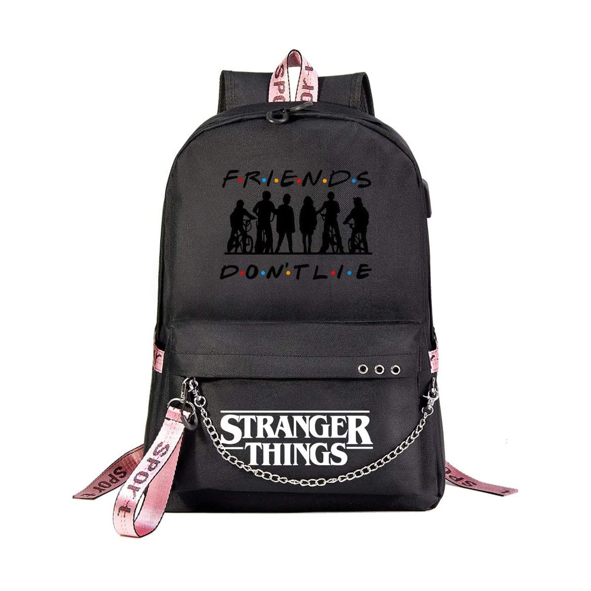 Zaino Stranger Things con porta USB, unisex, per la scuola