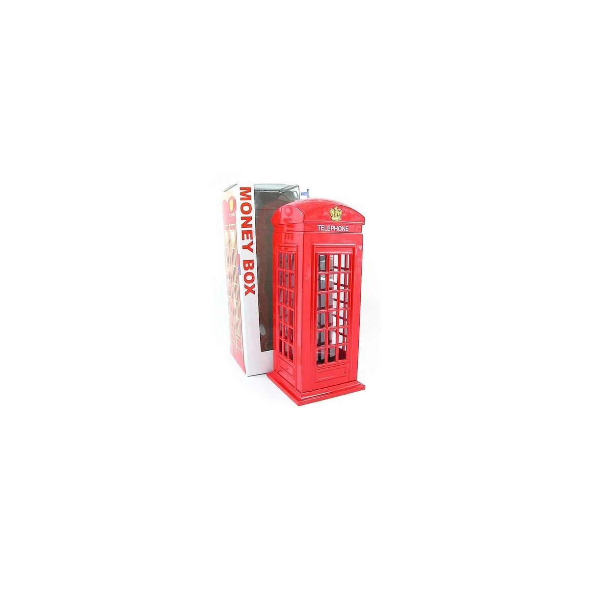 Londra Souvenir metallo pressofuso con parti in plastica Red Telephone Box Money Box