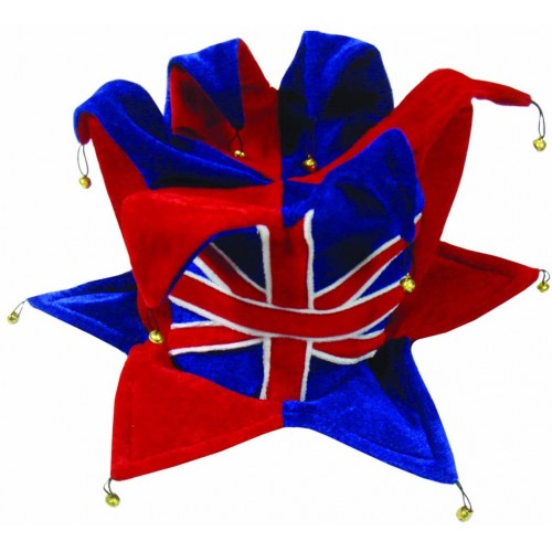 Cappello da giullare bandiera UK - Inglese, per travestimenti e party