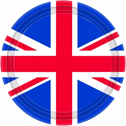 Set da 8 Piatti tema British, Gran Bretagna, monouso, da 23 cm