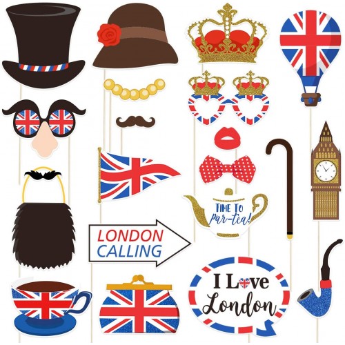 Set Photo Booth British - stile Inglese, accessori per feste