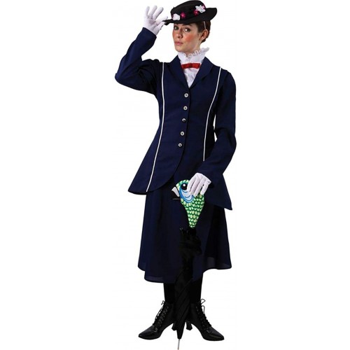 Costume da bambinaia magica, stile British, Marry Poppins, per adulti
