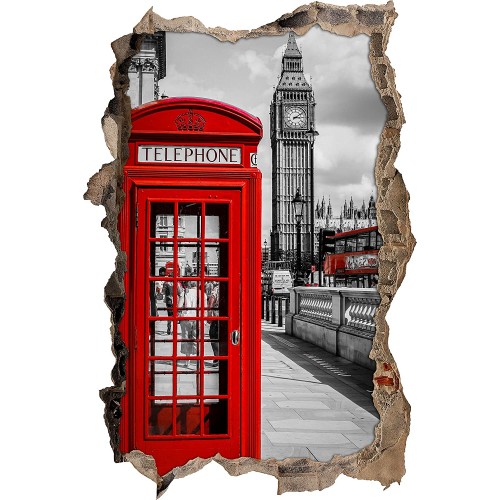 Decorazione murale cabina Inglese Londra 3D, 92x62cm, autoadesivo