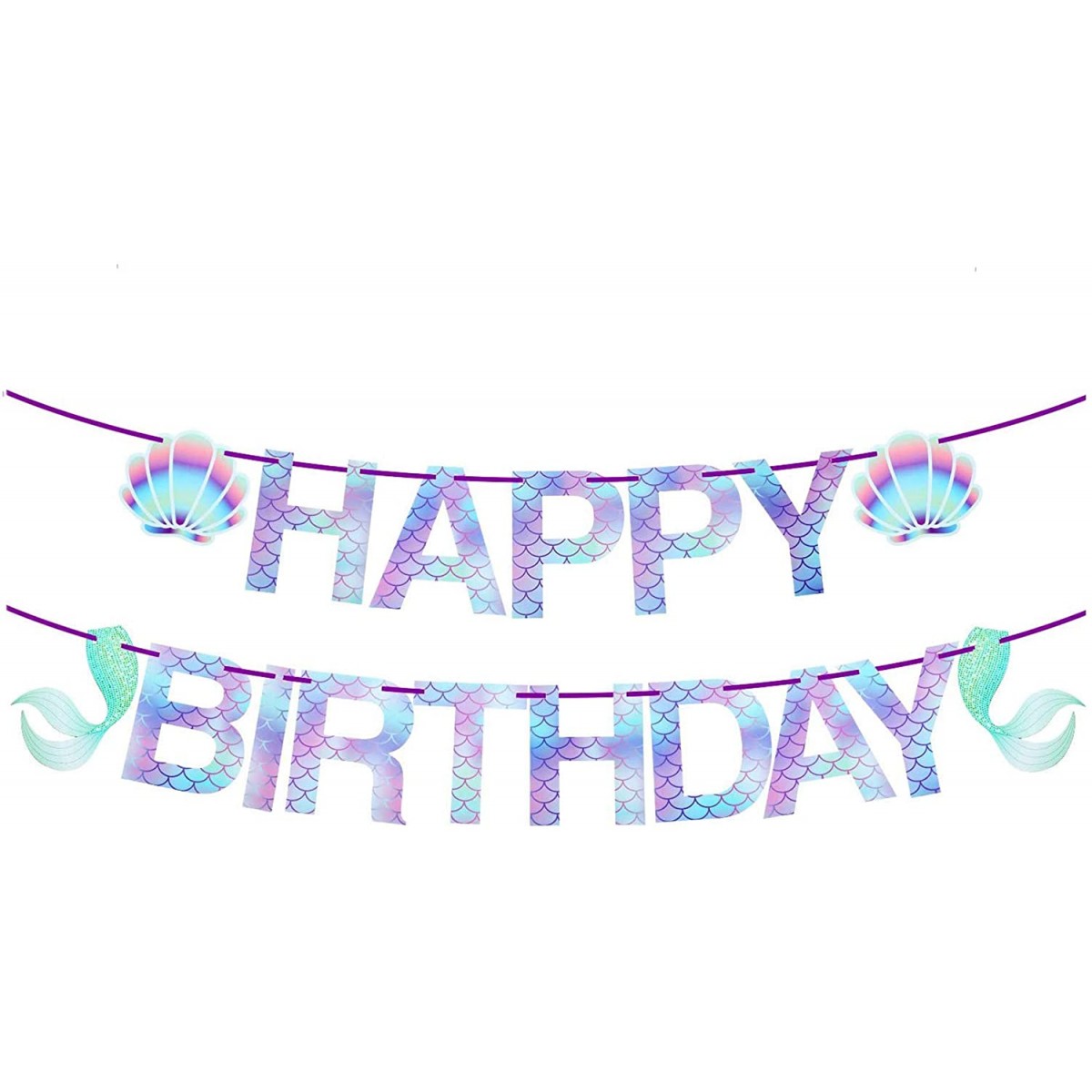 Striscione di compleanno della sirena decorazione per feste a tema sirena. per ragazze e ragazzi forniture per feste a forma di sirena 