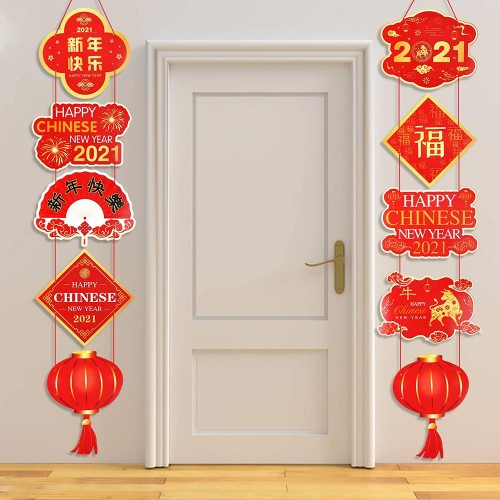 Set 2 Banner Capodanno Cinese, ornamenti, distici di Primavera