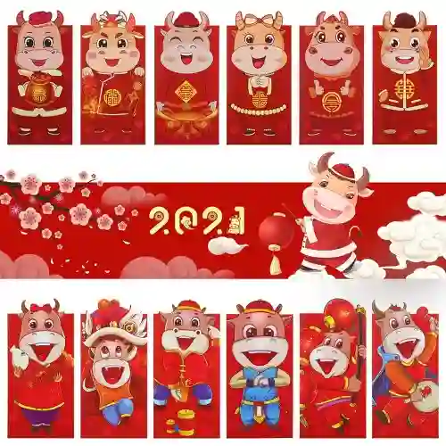 Set da 24 buste per Capodanno Cinese, 12 motivi diversi