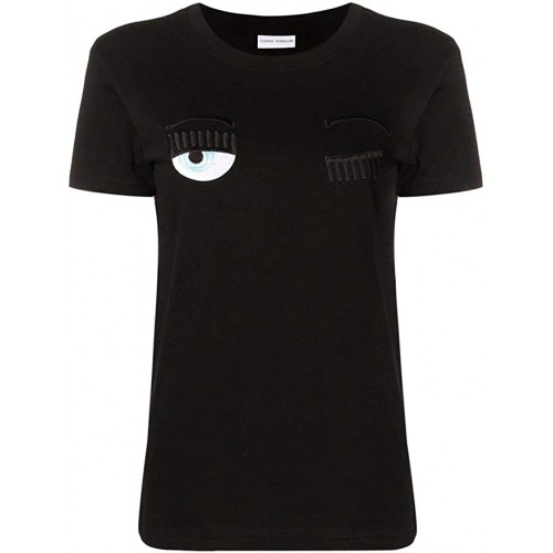 T-Shirt nera Chiara Ferragni Luxury, maglietta Ufficiale
