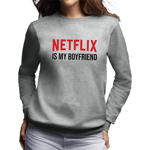 Felpa Netflix da donna, colore grigio chiaro, invernale
