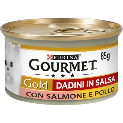 Cibo Umido adini in Salsa con Salmone e Pollo, set da 24 lattine da 84 gr
