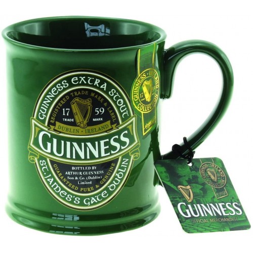 Tazza Guinness in ceramica verde, idea regalo