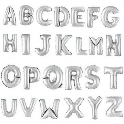 Set di 26 palloncini lettere A-Z argento da 40 cm