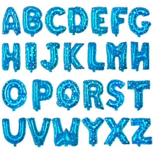 Set palloncini lettere blu dalla A alla Z - 26 pezzi, per feste, in alluminio, da 40 cm