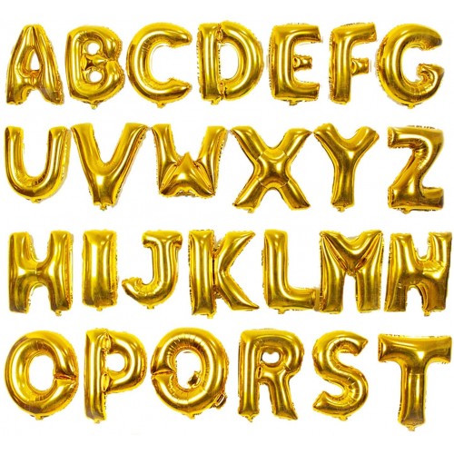 Set da 26 palloncini lettere oro A - Z, in alluminio, per feste
