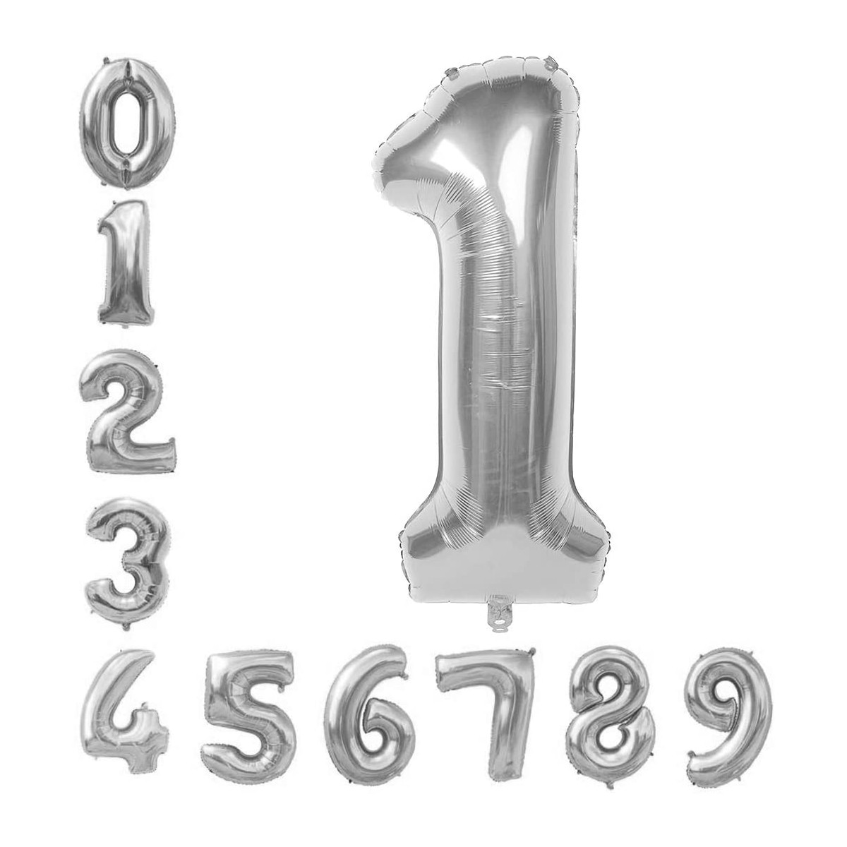 Palloncino numerico argento da 100 cm, in alluminio