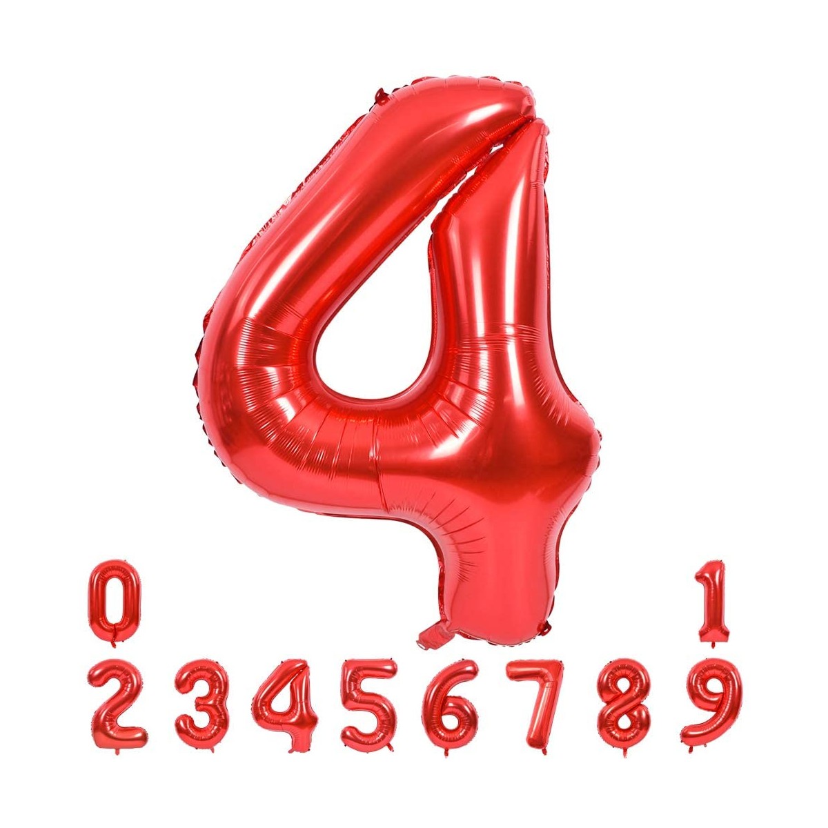 Palloncino numerico rosso, formato maxi, per feste