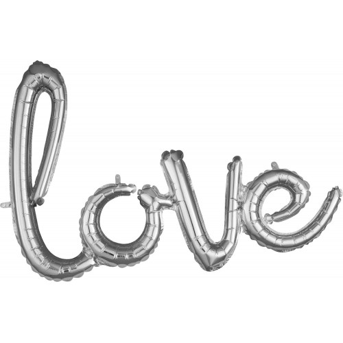 Frase palloncini Love argento, in alluminio, per feste