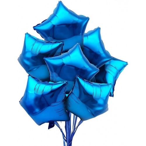Set da 28 Palloncini blu forma stella, in alluminio, per feste