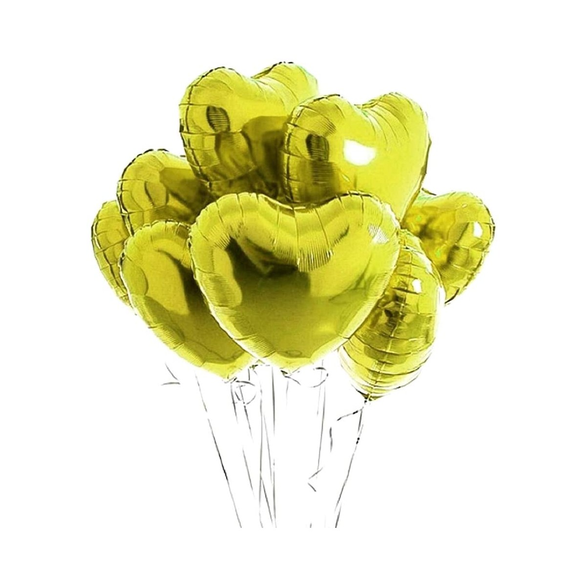 Set da 10 palloncini gialli forma cuore, da 45 cm, in lamina, per feste