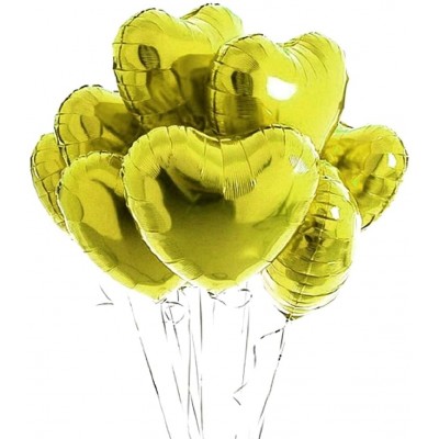 Set da 10 palloncini gialli forma cuore, da 45 cm, in lamina, per feste