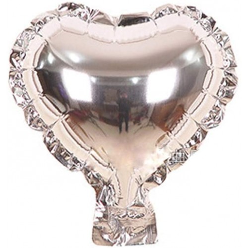 Set da 100 mini palloncini forma cuore argento, mini foil in lamina