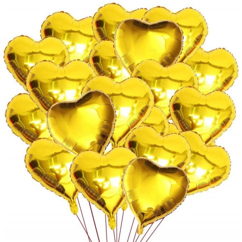 Set da 50 Palloncini Cuore, colore oro, da 30 cm, per feste di compleanno