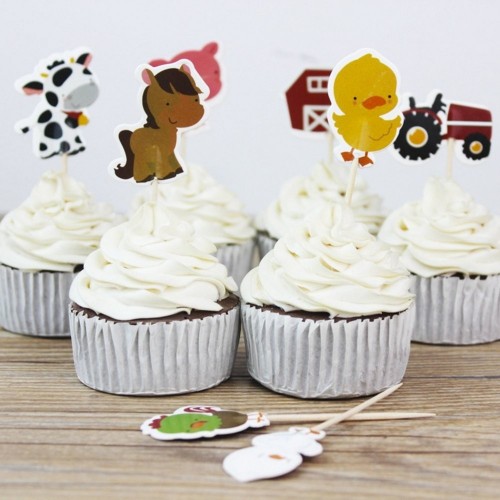 TOYMYTOY 24 pezzi toppers cupcake torta fattoria degli animali adorabile carino decorazione di una torta forniture per il com