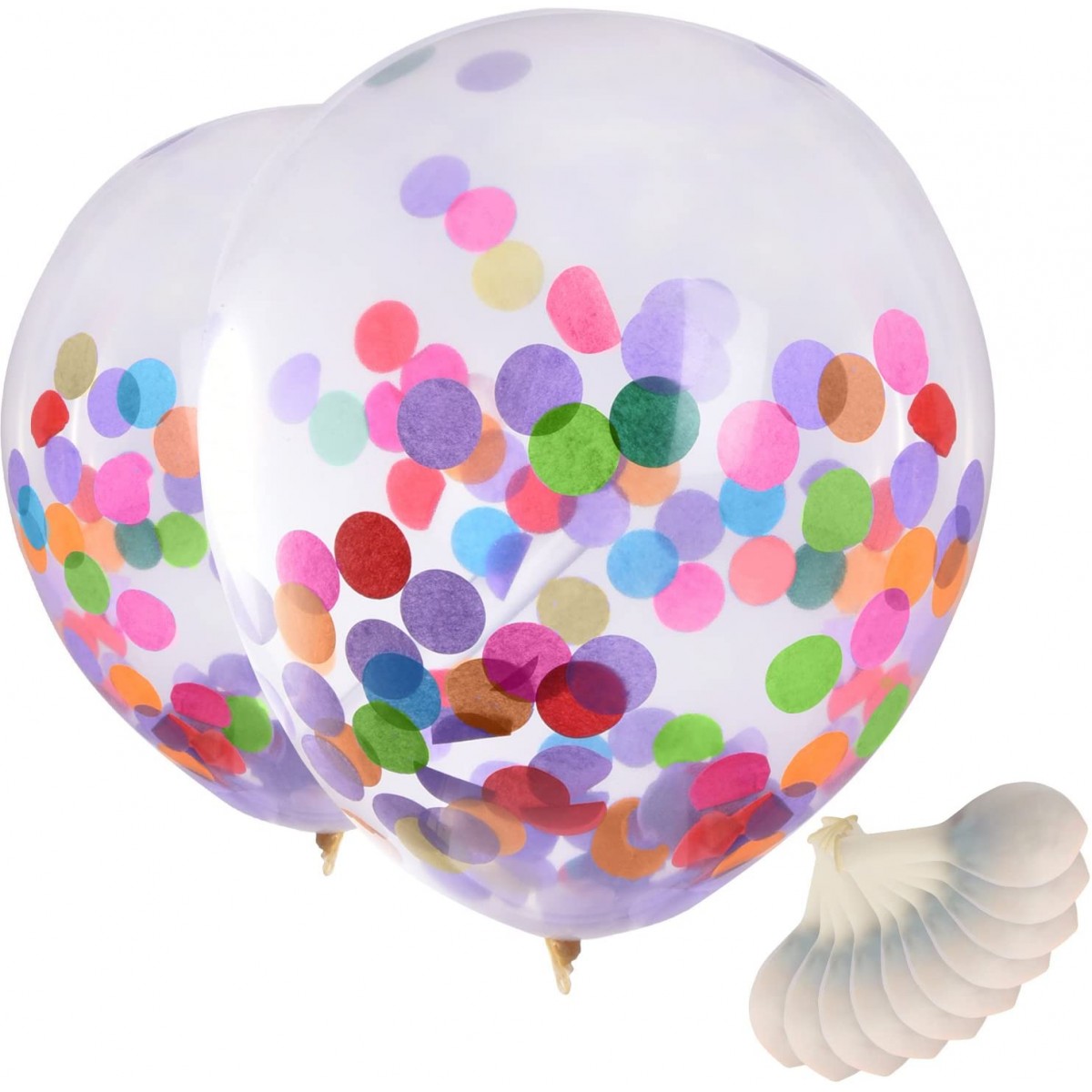 Set da 12 Palloncini trasparenti con coriandoli multicolore