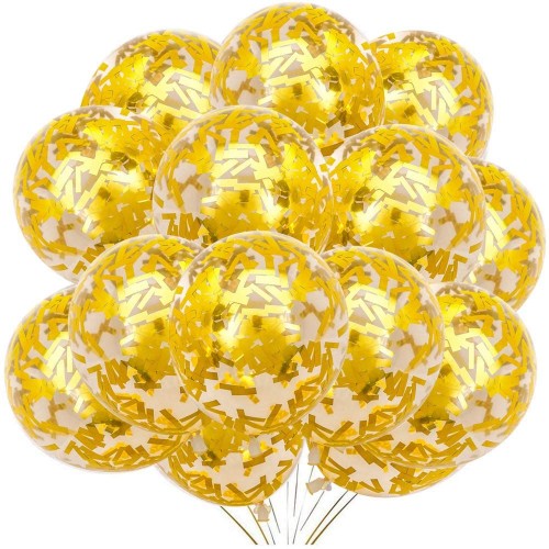 Set da 50 Palloncini Oro con coriandoli, da 30 cm, in lattice