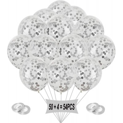 Set da 50 palloncini in lattice con coriandoli silver, argento, per feste